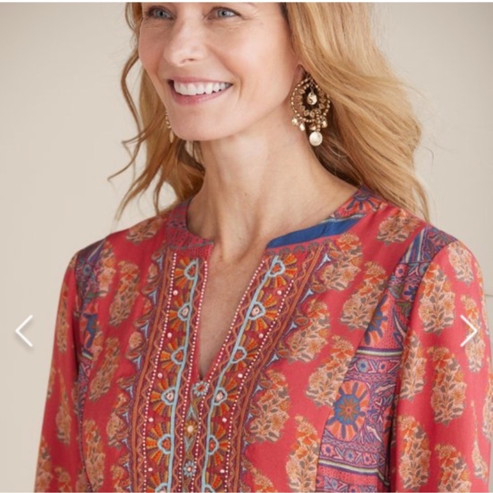 Soft surroundings Red Phoenix dress Large Hippy Boho vibe - Picture 3 of 13